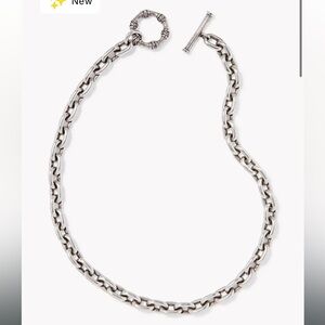 Kendra Scott Maura Vintage Silver Chain Necklace in White Crystal